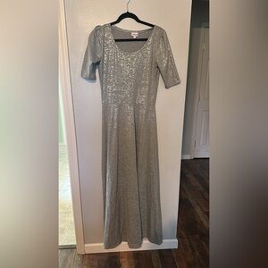 LuLaRoe Metallic Silver Maxi Dress